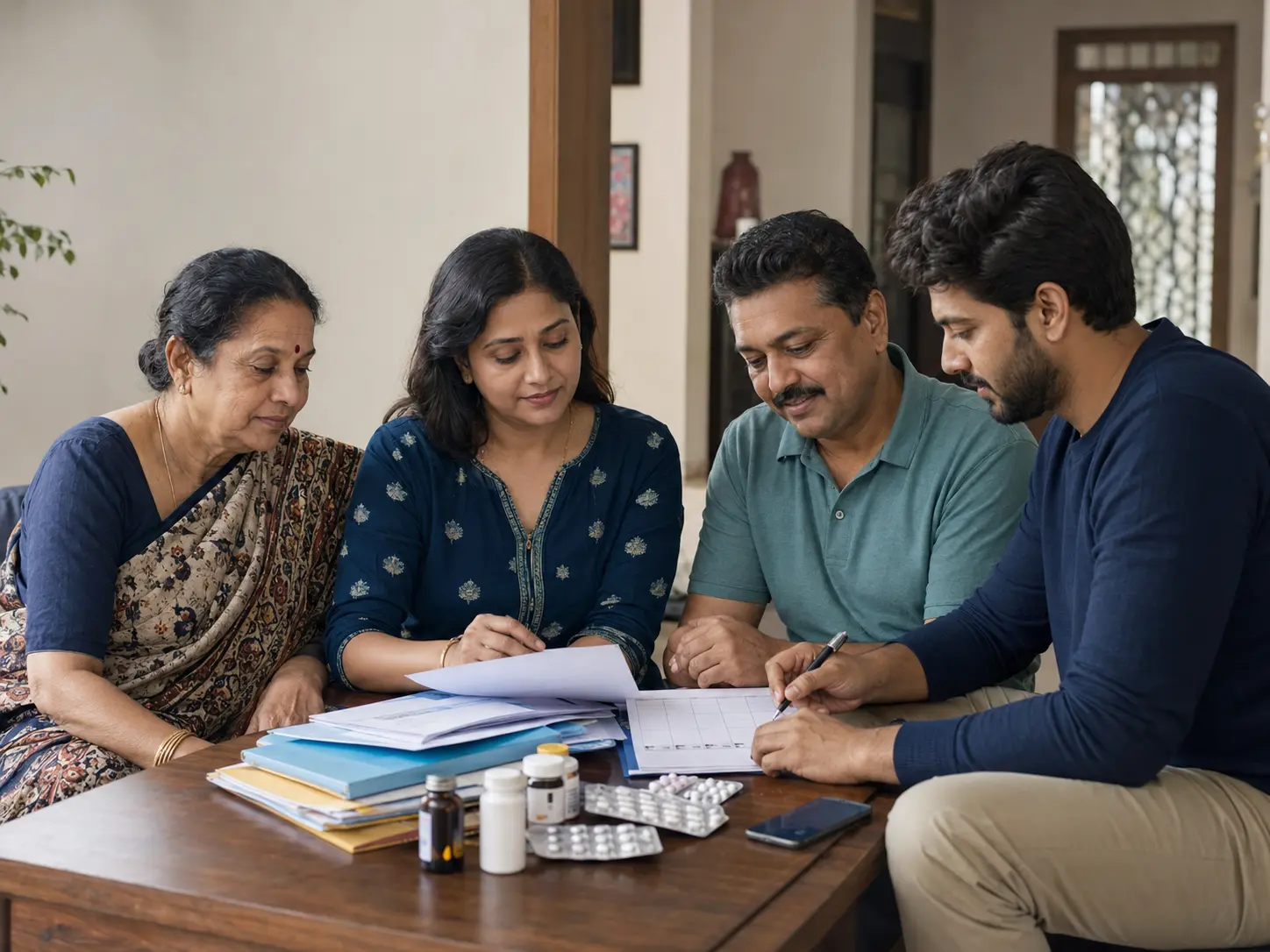 Indian family reviewing records